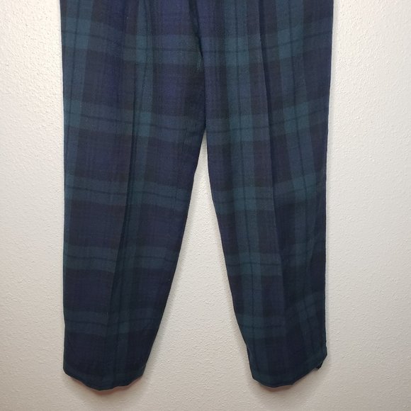 Vtg 90s Alanni by Donny Brook Sz 10P High-Waisted Plaid Wool Pleated Trousers - Picture 3 of 6